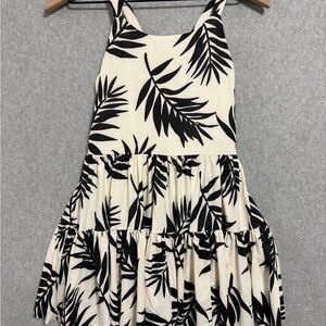 Black and White Leaf Print Juniors Dress